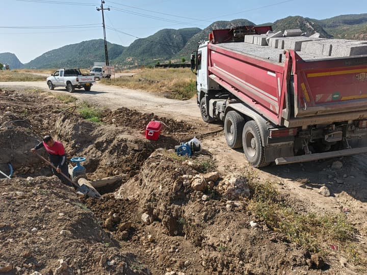Delivery truck transporting construction materials