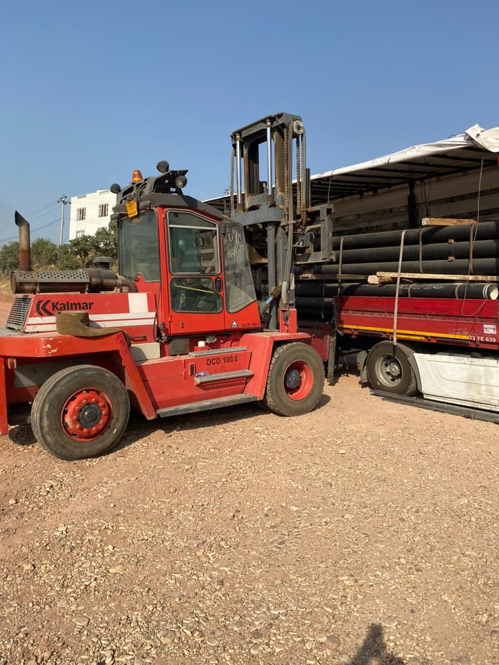 Delivery truck transporting construction materials