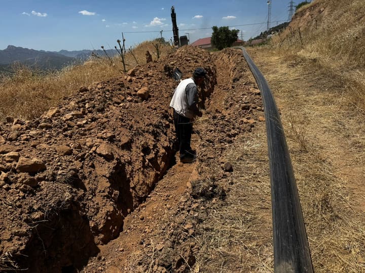 Roadside trench excavation